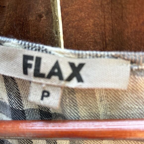Flax Designs Linen Artistic Tunic Plaid Oversize Size Small P Brown - Picture 7 of 13